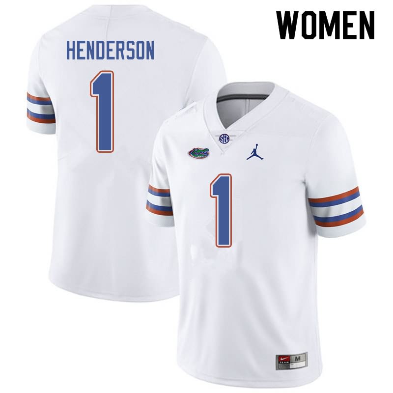 NCAA Florida Gators CJ Henderson Women's #1 Jordan Brand White Stitched Authentic College Football Jersey FPD3364JE
